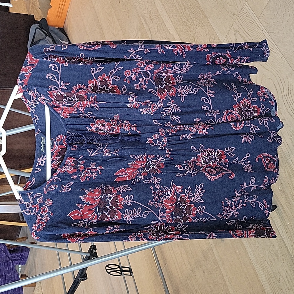 Lucky Brand L blue, red boho top.  Only worn once